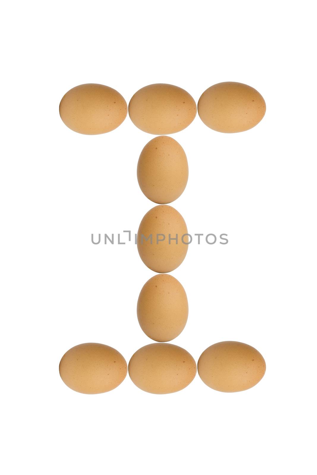 Alphabets  A to Z from brown eggs alphabet isolated on white background, I