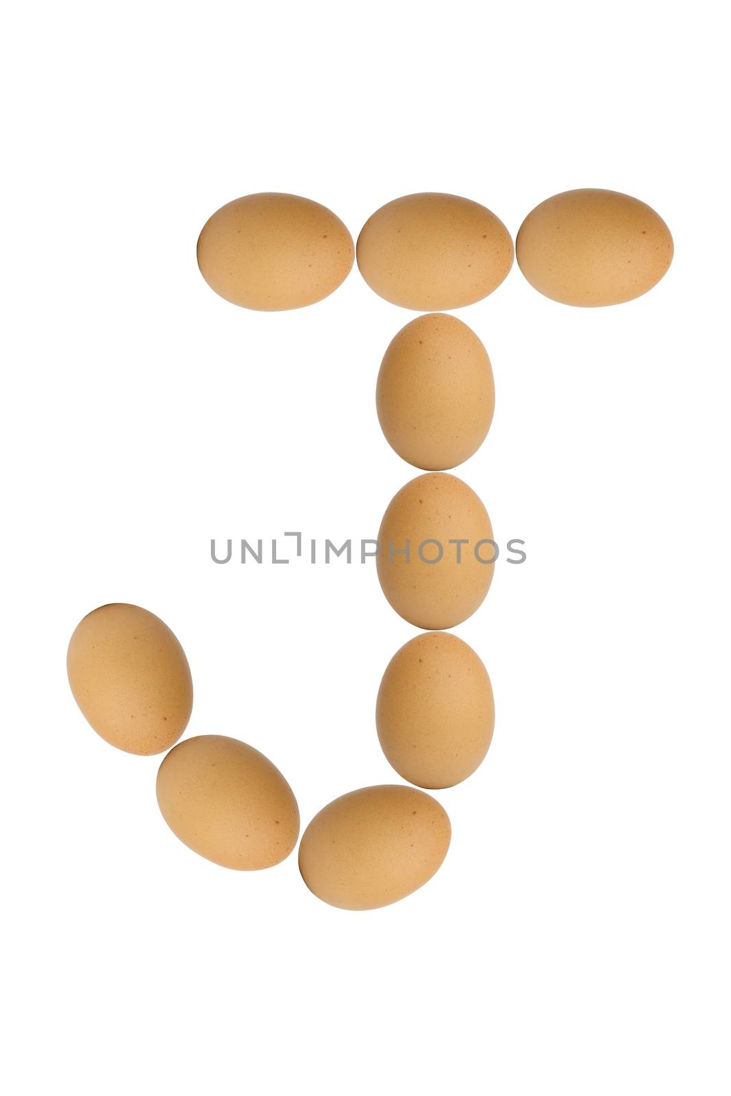 Alphabets  A to Z from brown eggs alphabet isolated on white background, J