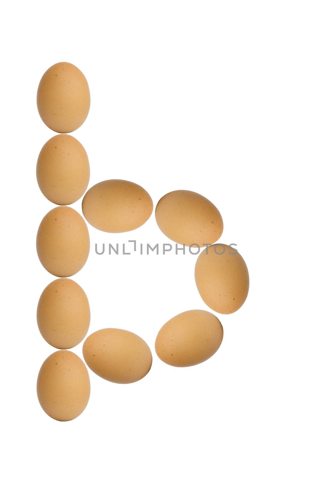 Alphabets  A to Z from brown eggs alphabet isolated on white background, b