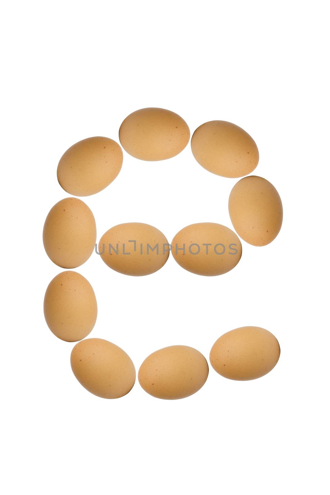 Alphabets  A to Z from brown eggs alphabet isolated on white background, e