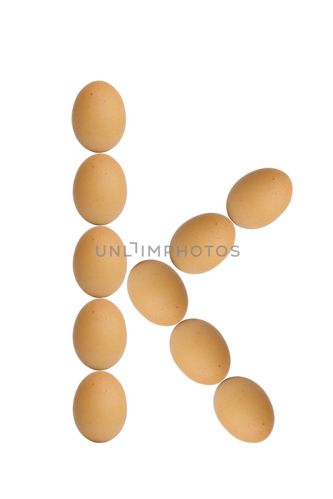 Alphabets  A to Z from brown eggs alphabet isolated on white background, k