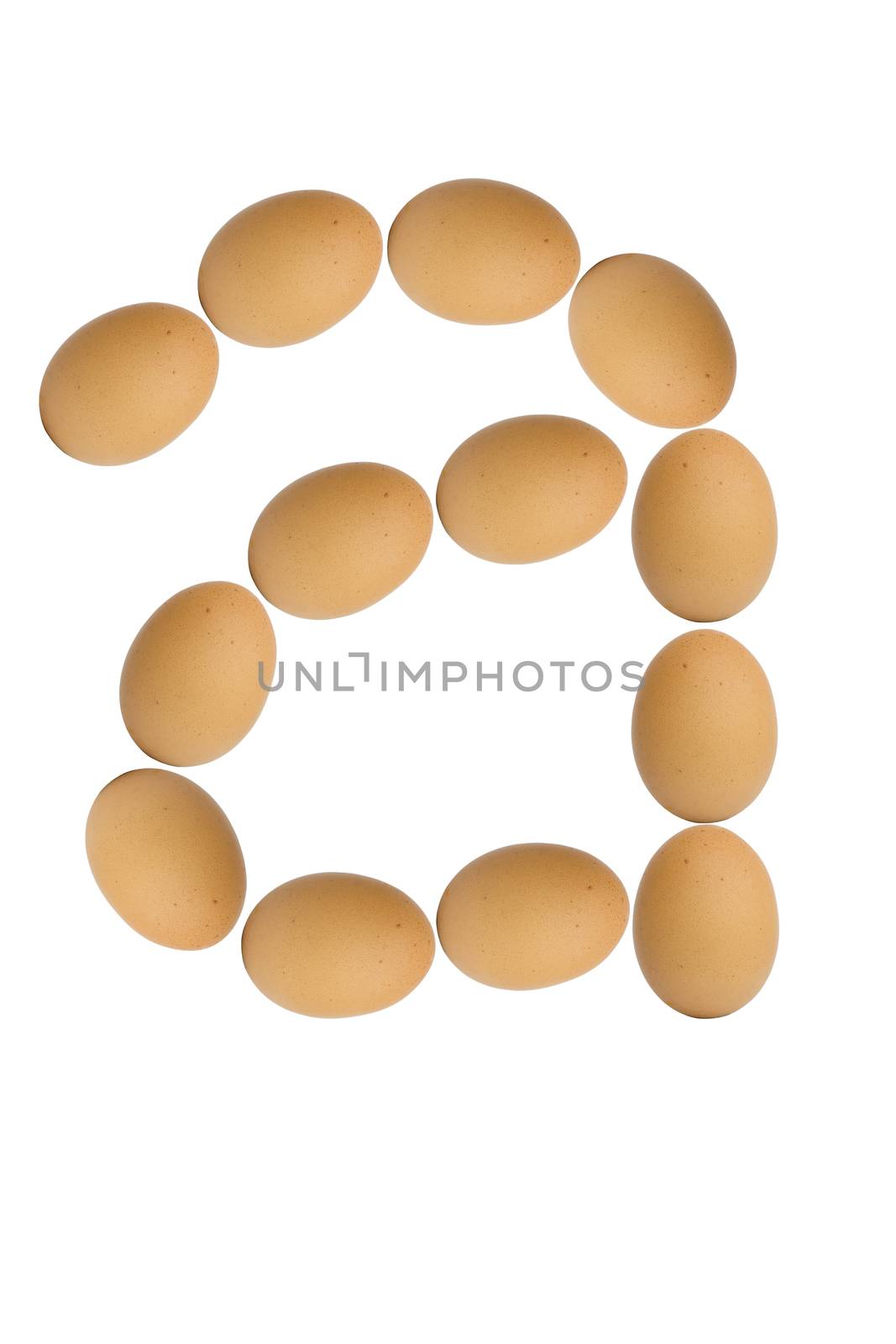 Alphabets  A to Z from brown eggs alphabet isolated on white background, a