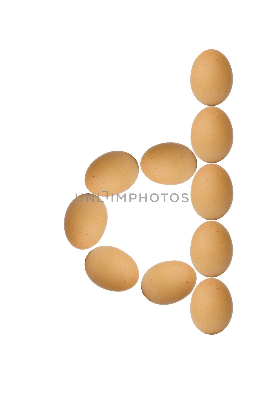 Alphabets  A to Z from brown eggs alphabet isolated on white background, d