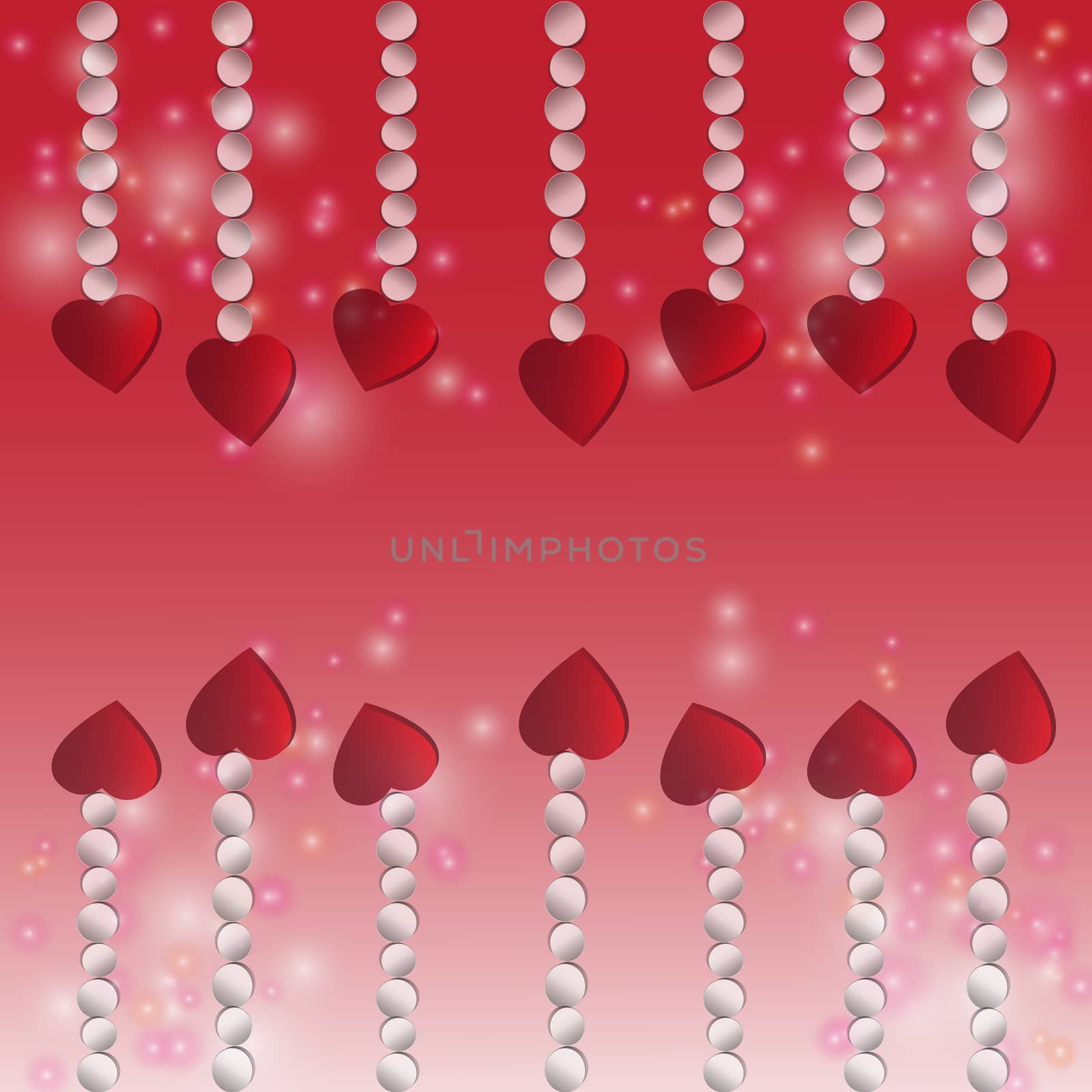 Red heart on a bokeh background. Valentines day. Vector illustration.For art texture or web design and vertical background.