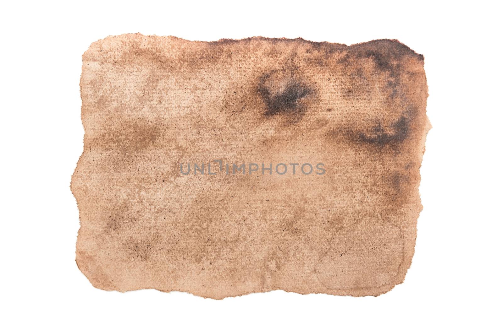 old torn paper brown texture isolated on white background