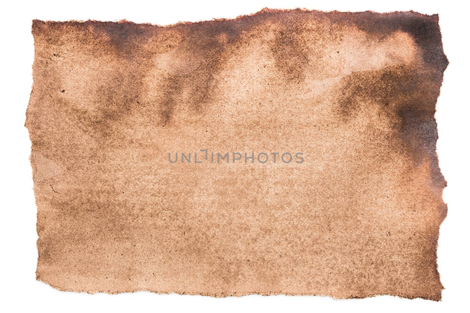 old torn paper brown texture isolated on white background