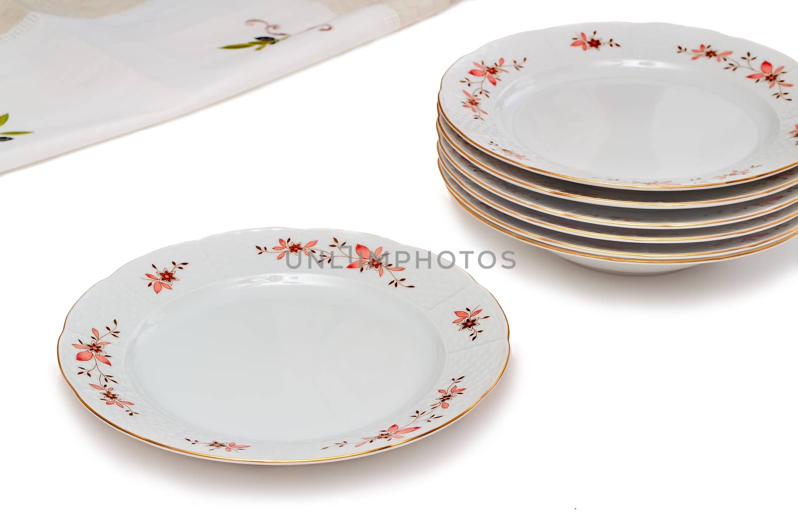 Tableware, plates on a white background. by georgina198