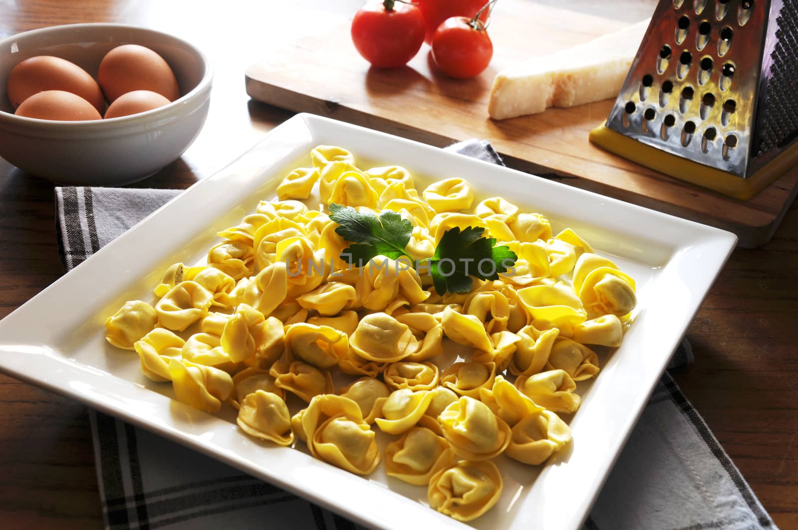 Italian ravioli with ricotta and vegetables