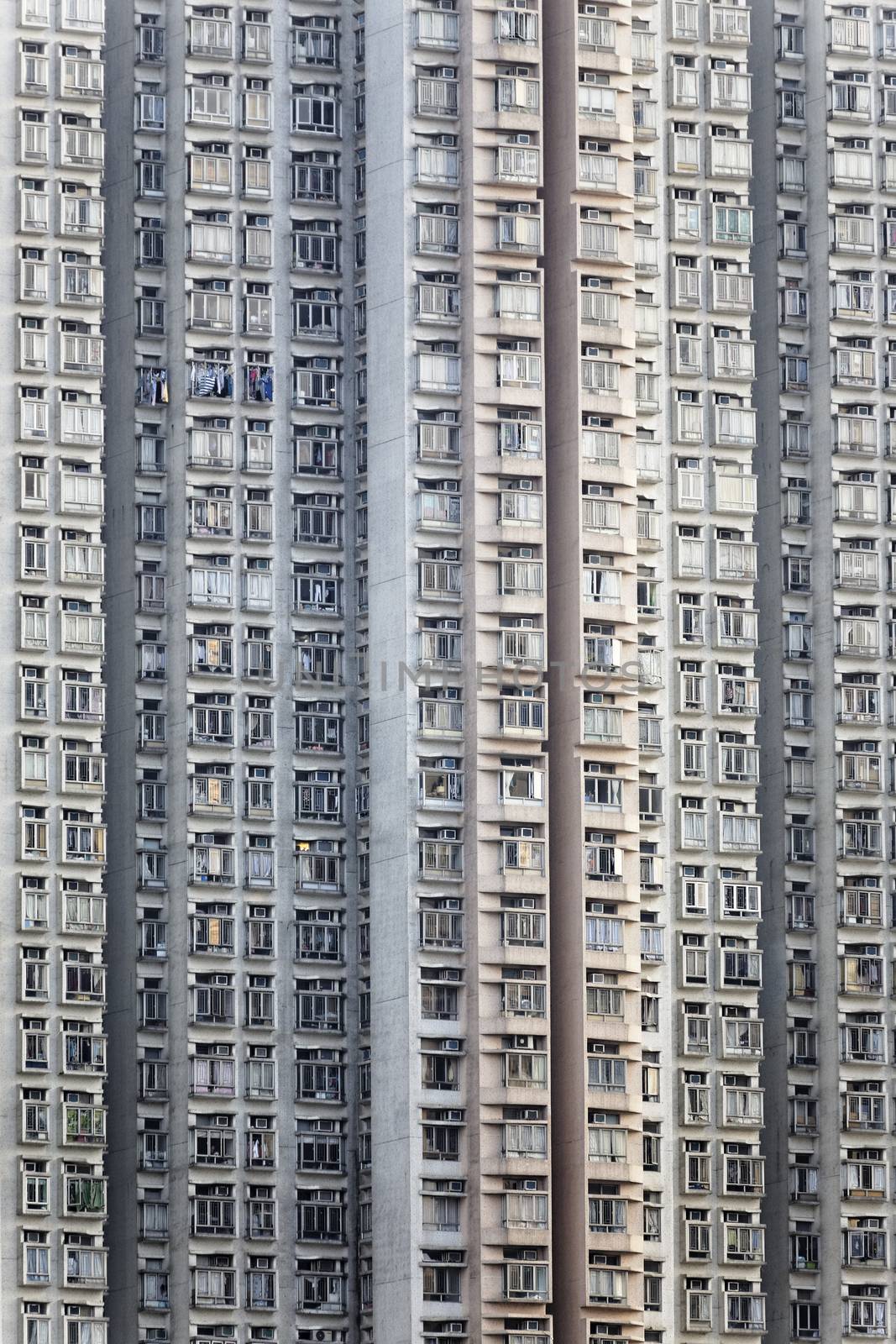 Old apartments in Hong Kong at day