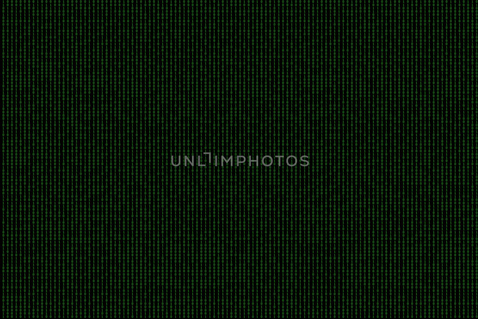 Binary computer code green background.