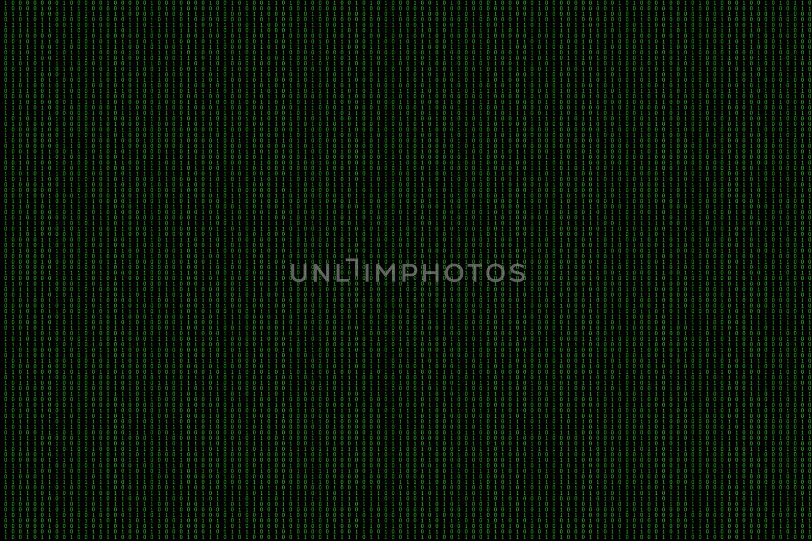 Binary computer code green background.