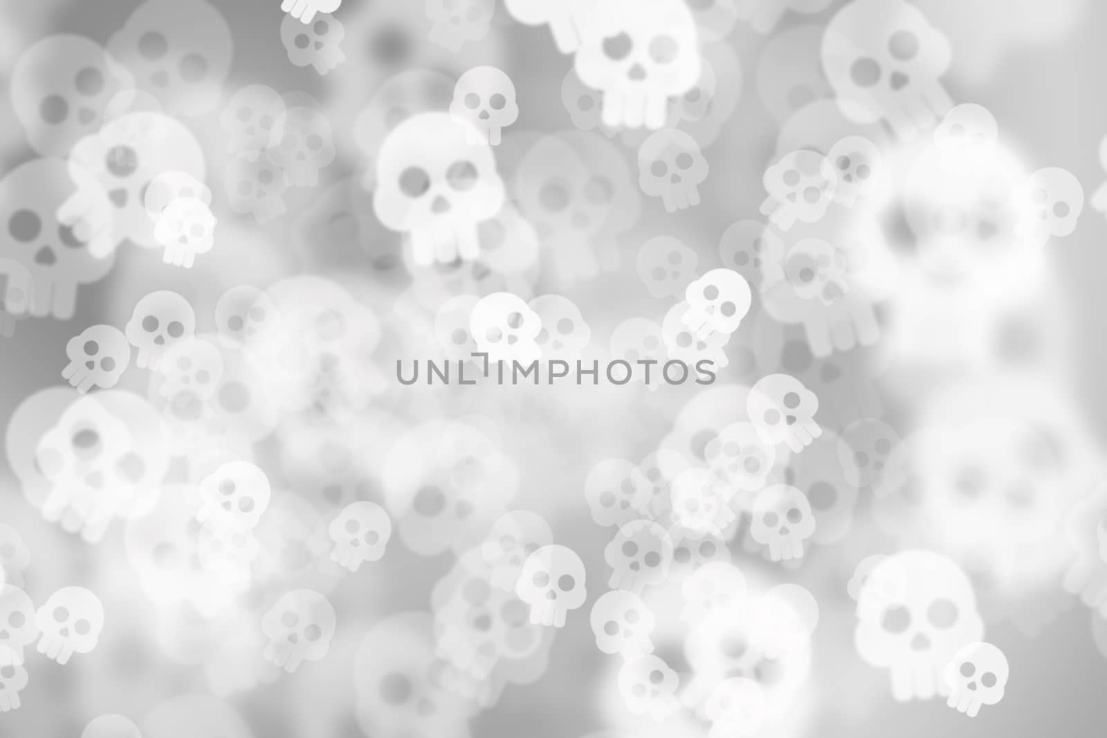 black and white de-focused abstract photo blur background, with skull