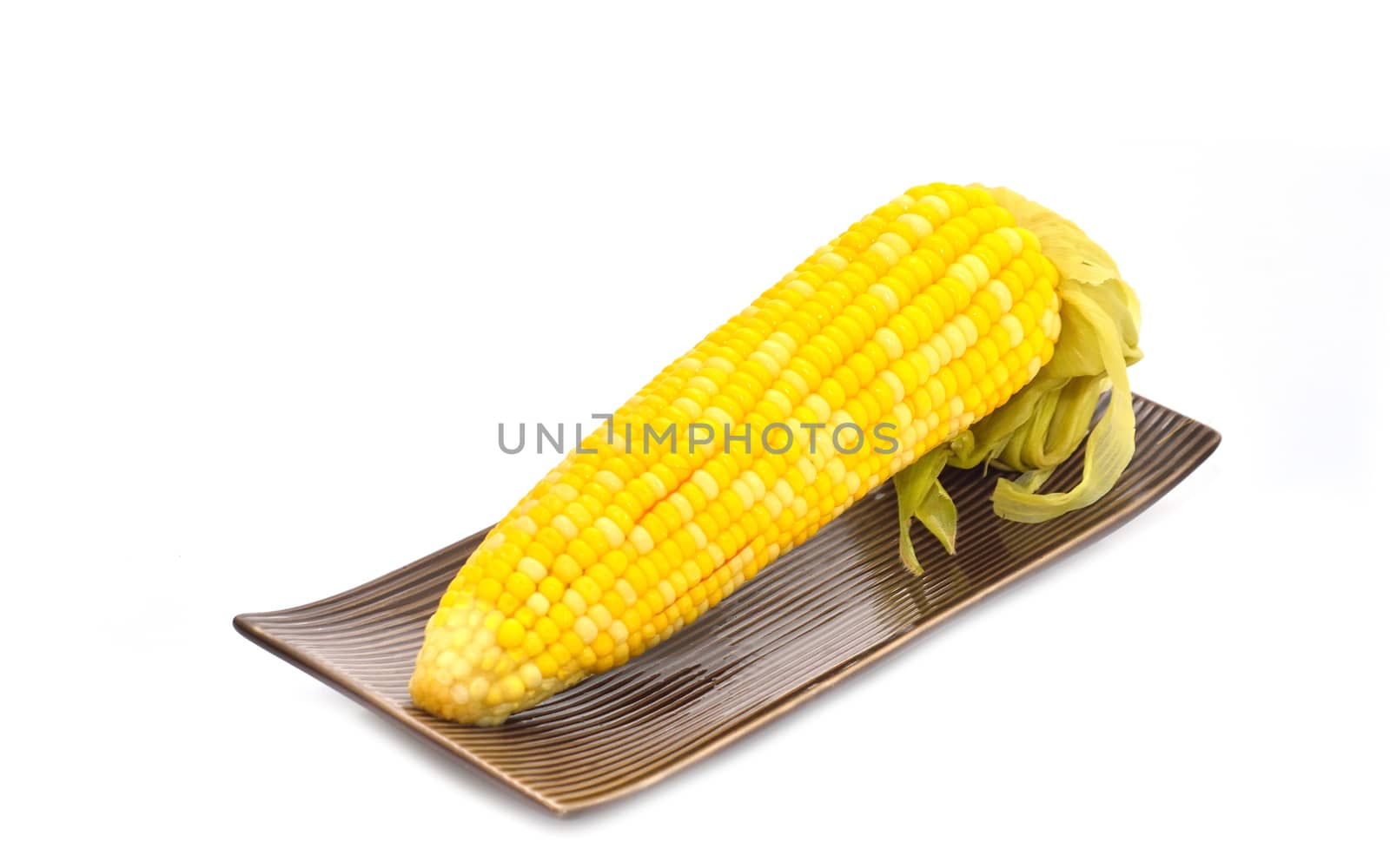 Boiled corn in dish isolated  by pixbox77