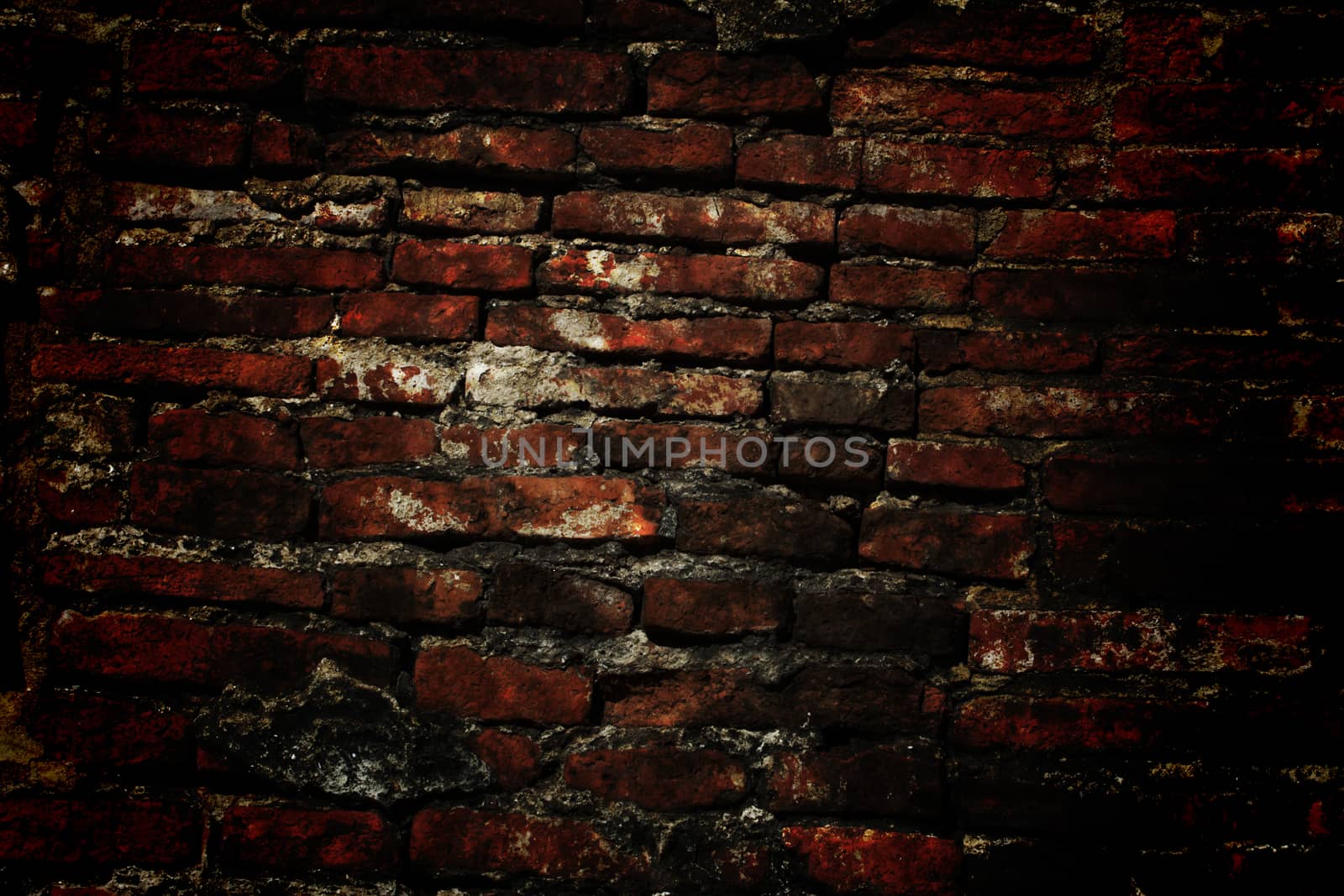 brick grunge texture, wall background, vignette