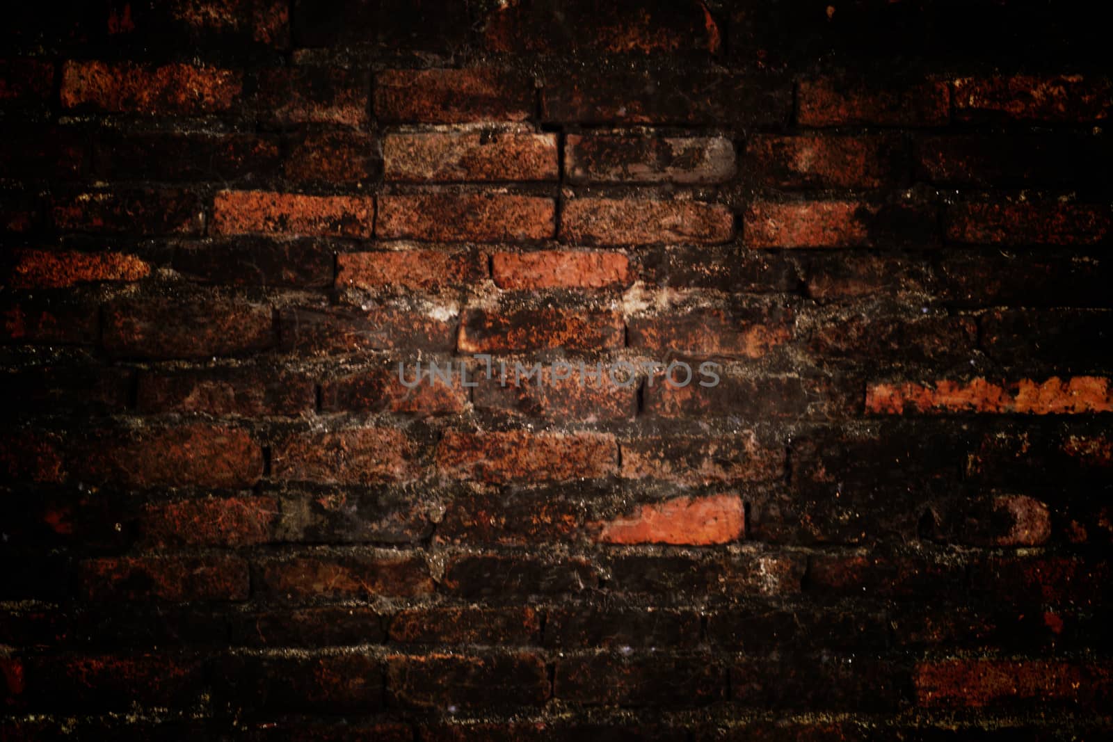brick grunge texture, wall background, vignette