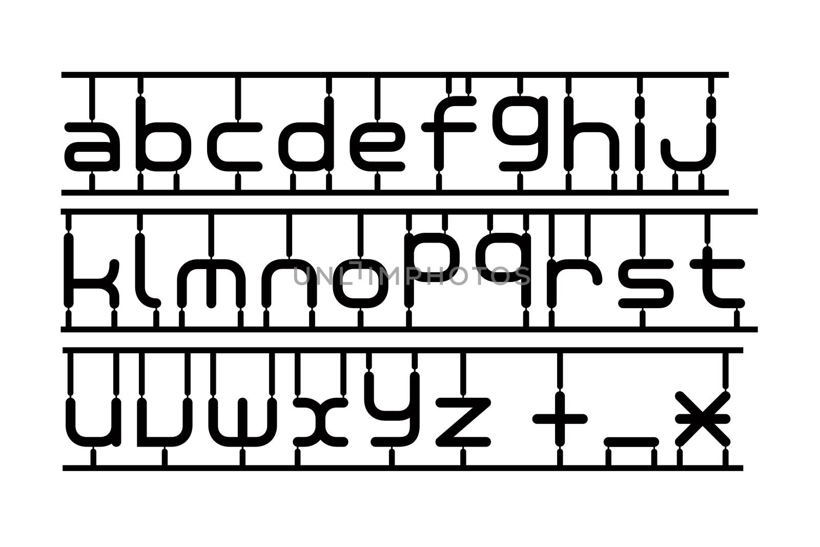 lowercase alphabet in toy style isolated on a white background.