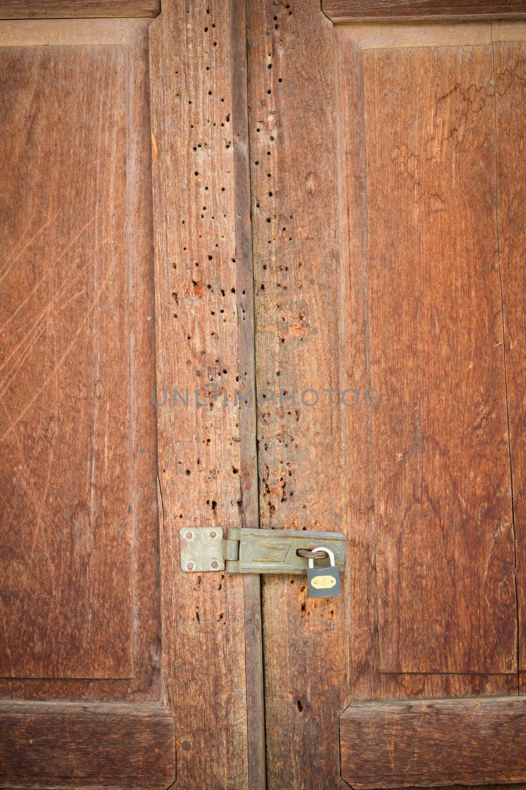 vintage wood door of thai style house