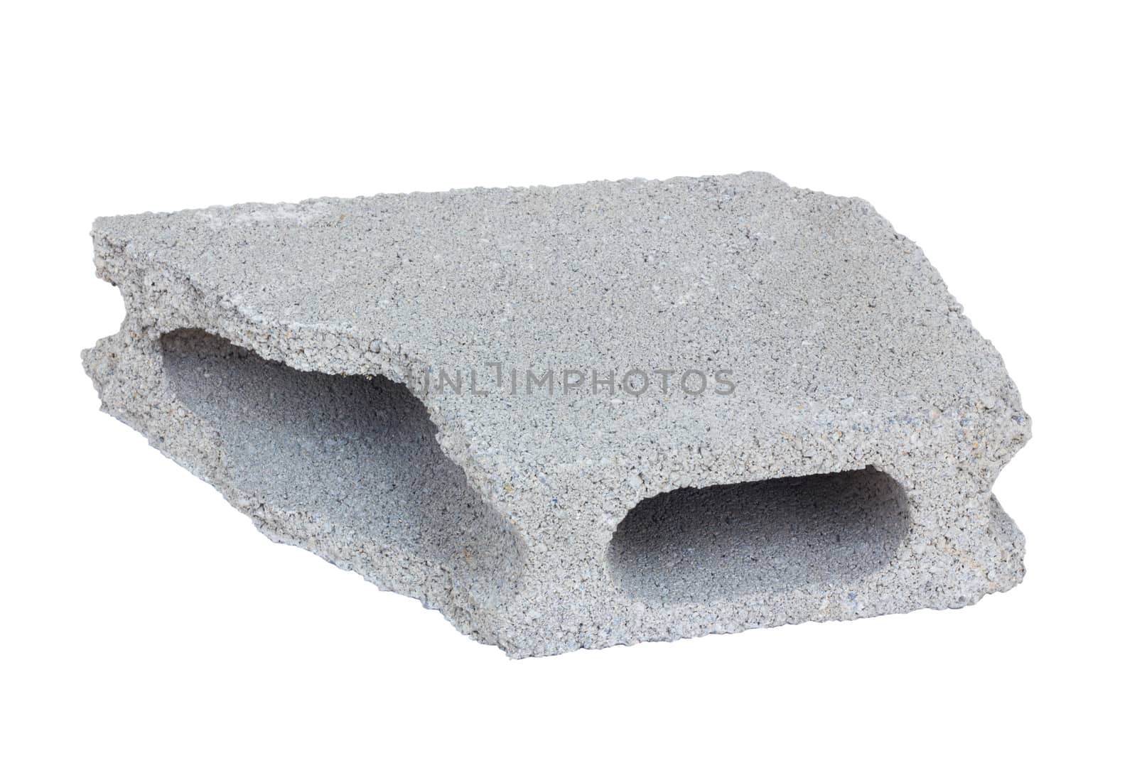 old broken grey brick, Isolated on white background.