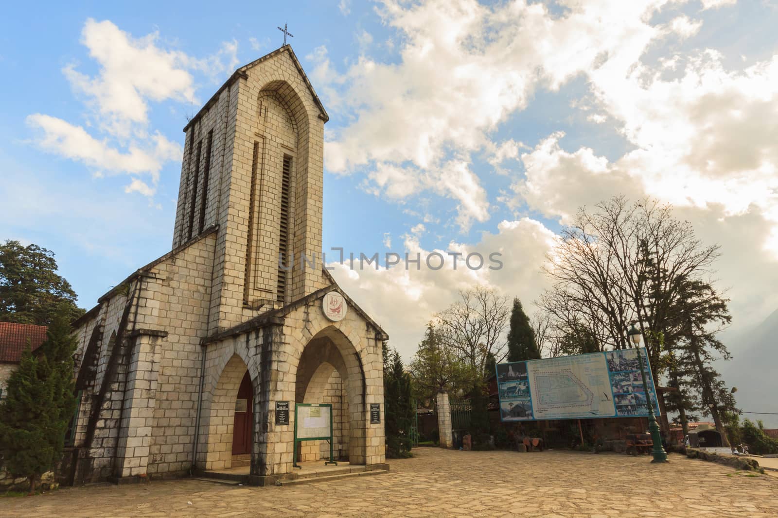 Church of Sapa in cloudy day. by ngungfoto