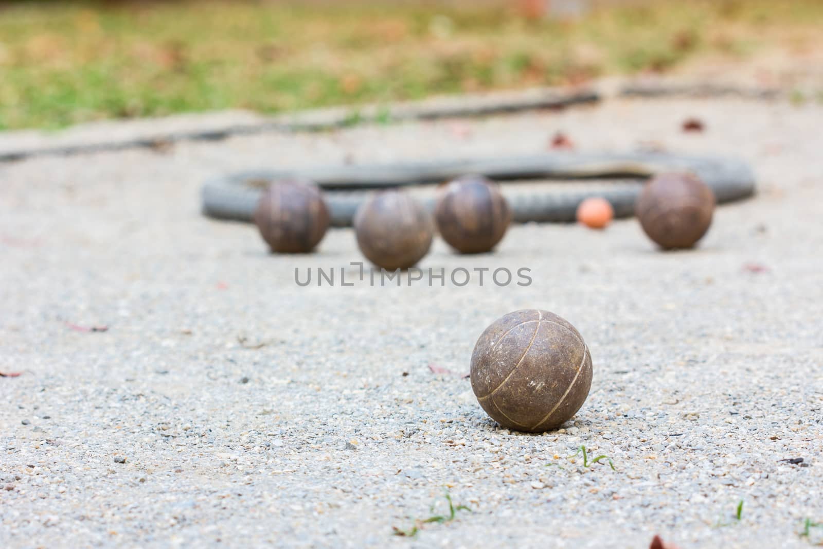 old rusty petanque on petanque court