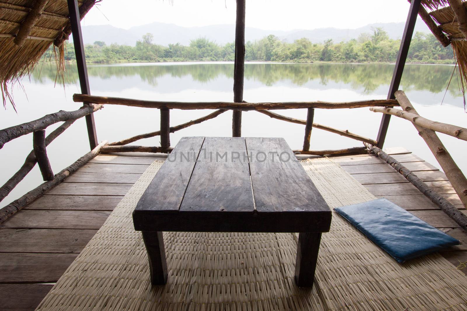 Wood Table at riverside terrace