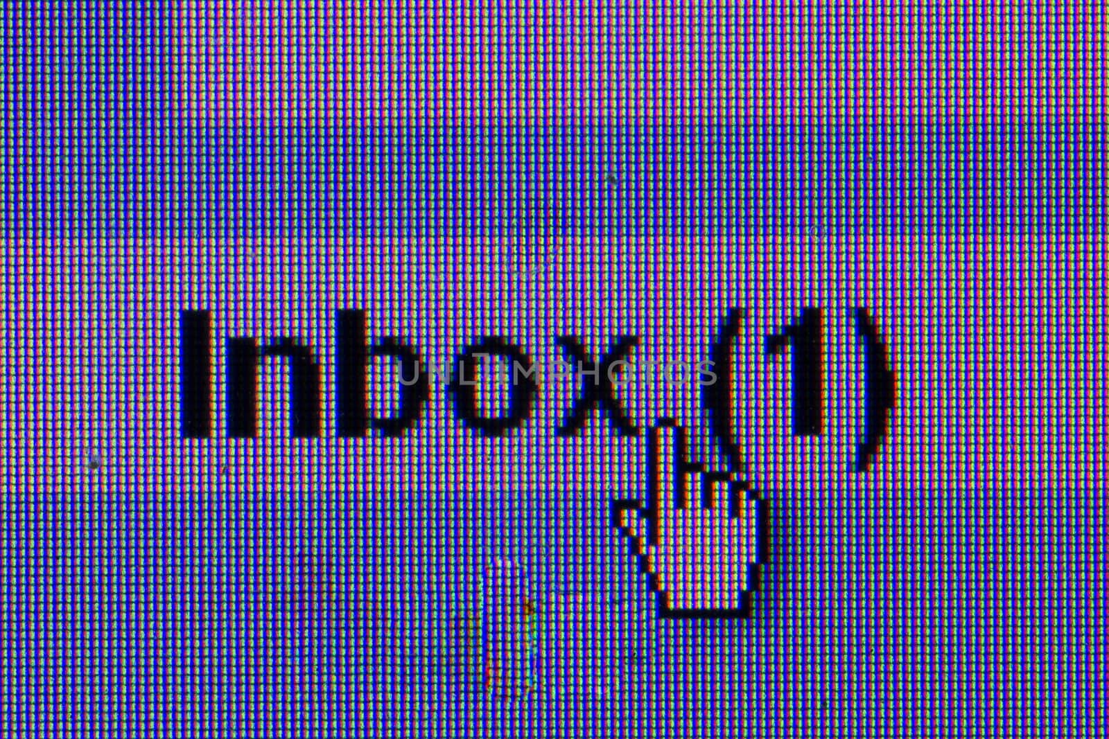 New message in mailbox. Macro screen view of old monitor