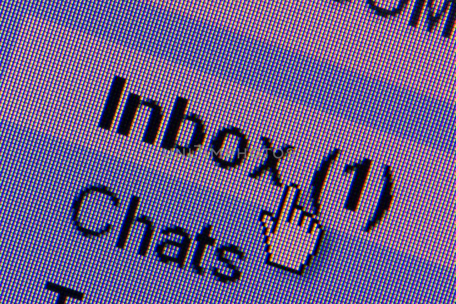 New message in mailbox. Macro screen view of old monitor