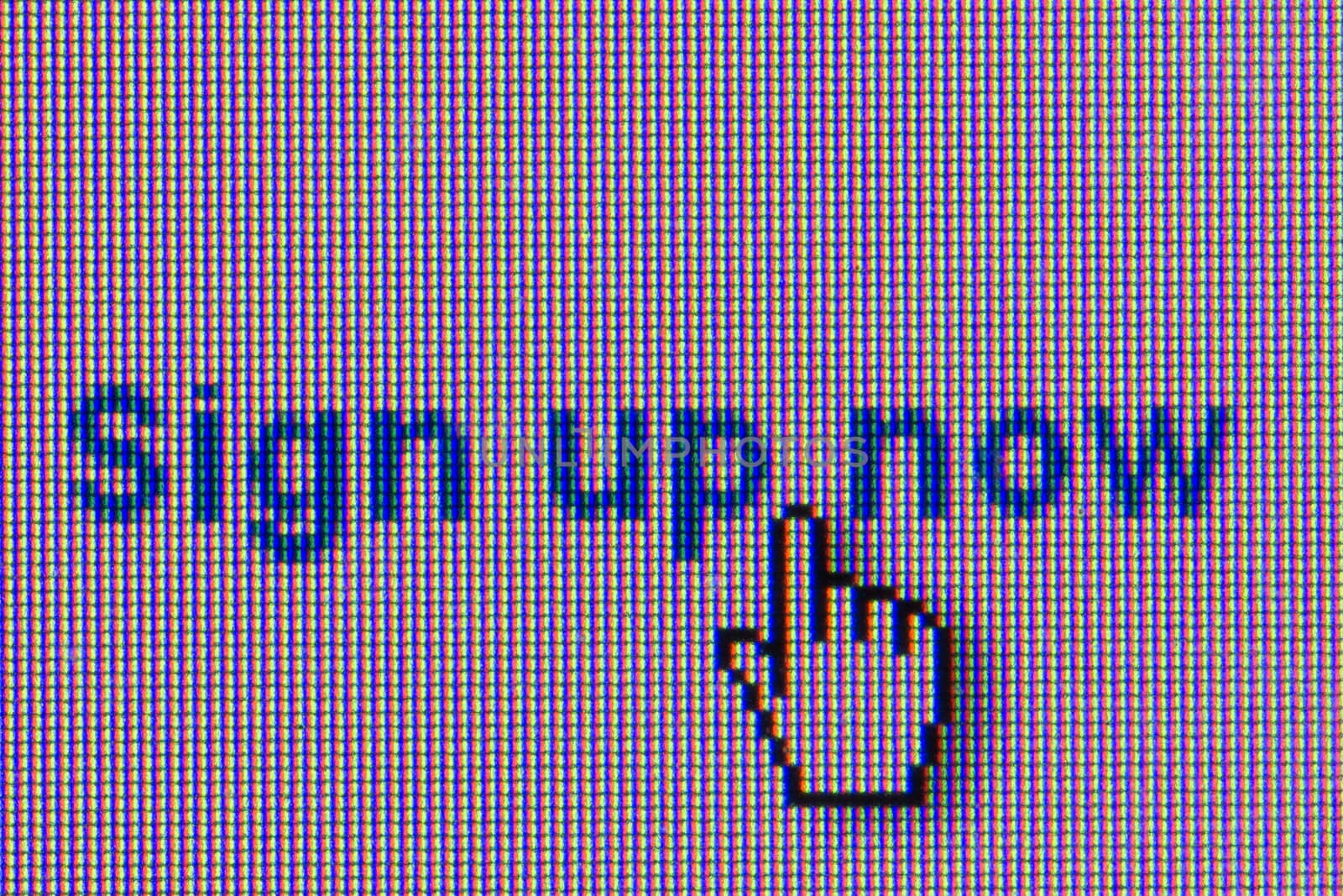 click sigh up now. Macro screen view of old monitor.