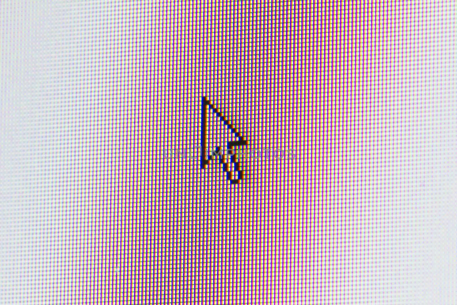 Close-up of cursor on monitor screen.