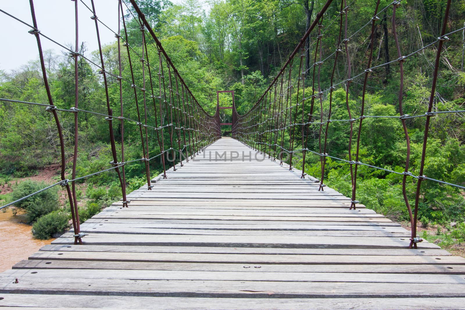 The wood bridge direct to another side of island