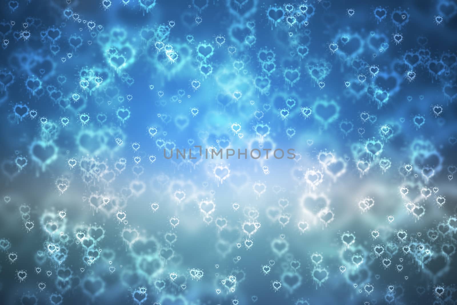 Blue bokeh abstract light background, with heart shape by a3701027