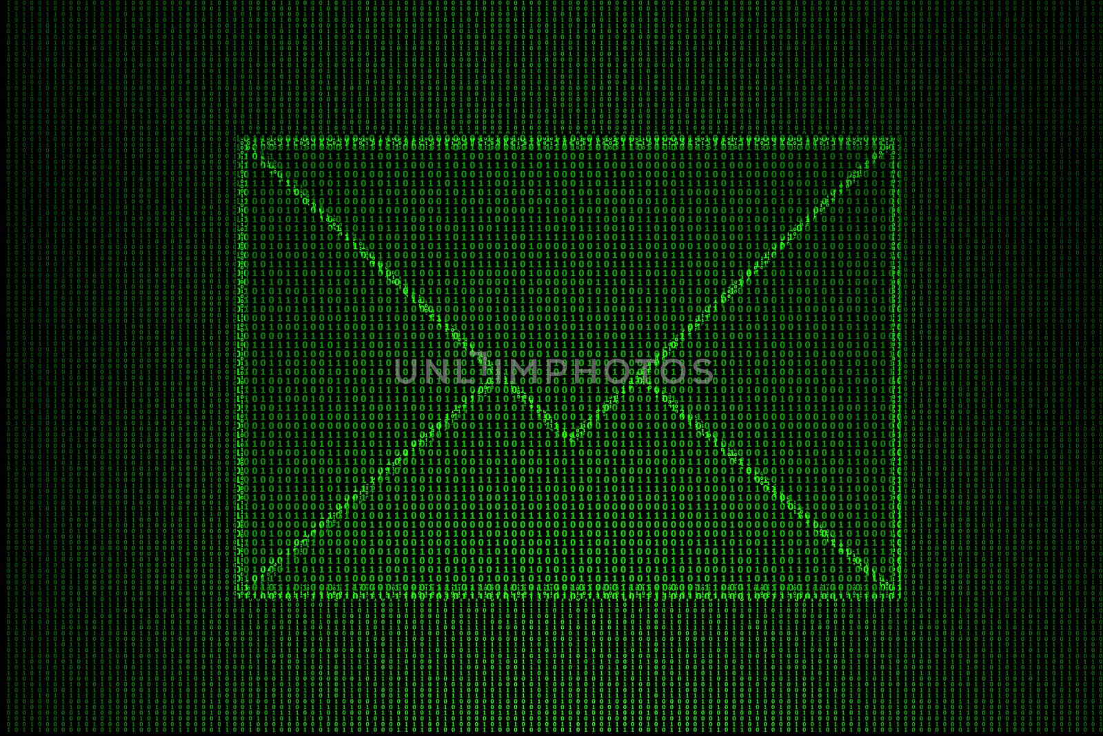 green mail abstract with the background of binary code.
