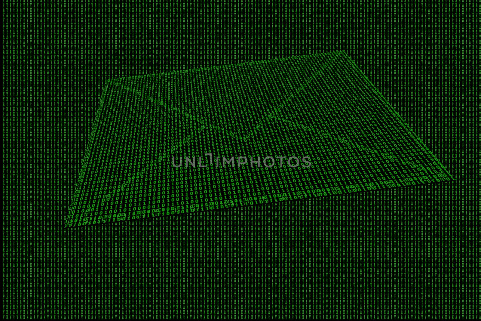 green mail abstract with the background of binary code.