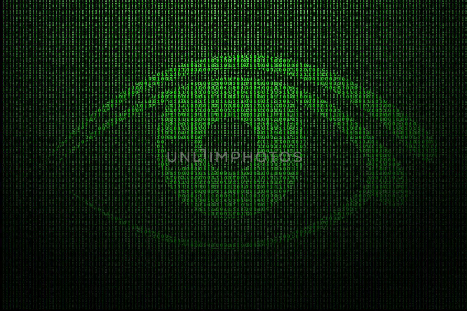 digital eye made of green binary code