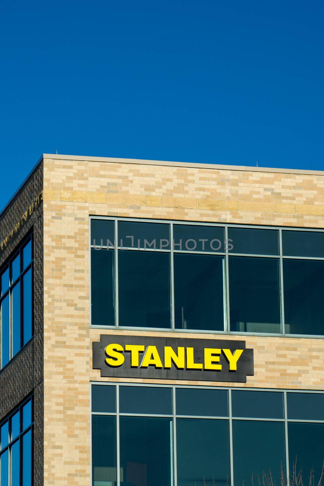 MAPLE GROVE, MN/USA - JANUARY 18, 2015: Stanley corporate headquarters and sign. Stanley Hand Tools is a brand of hand tools and a division of Stanley Black and Decker.