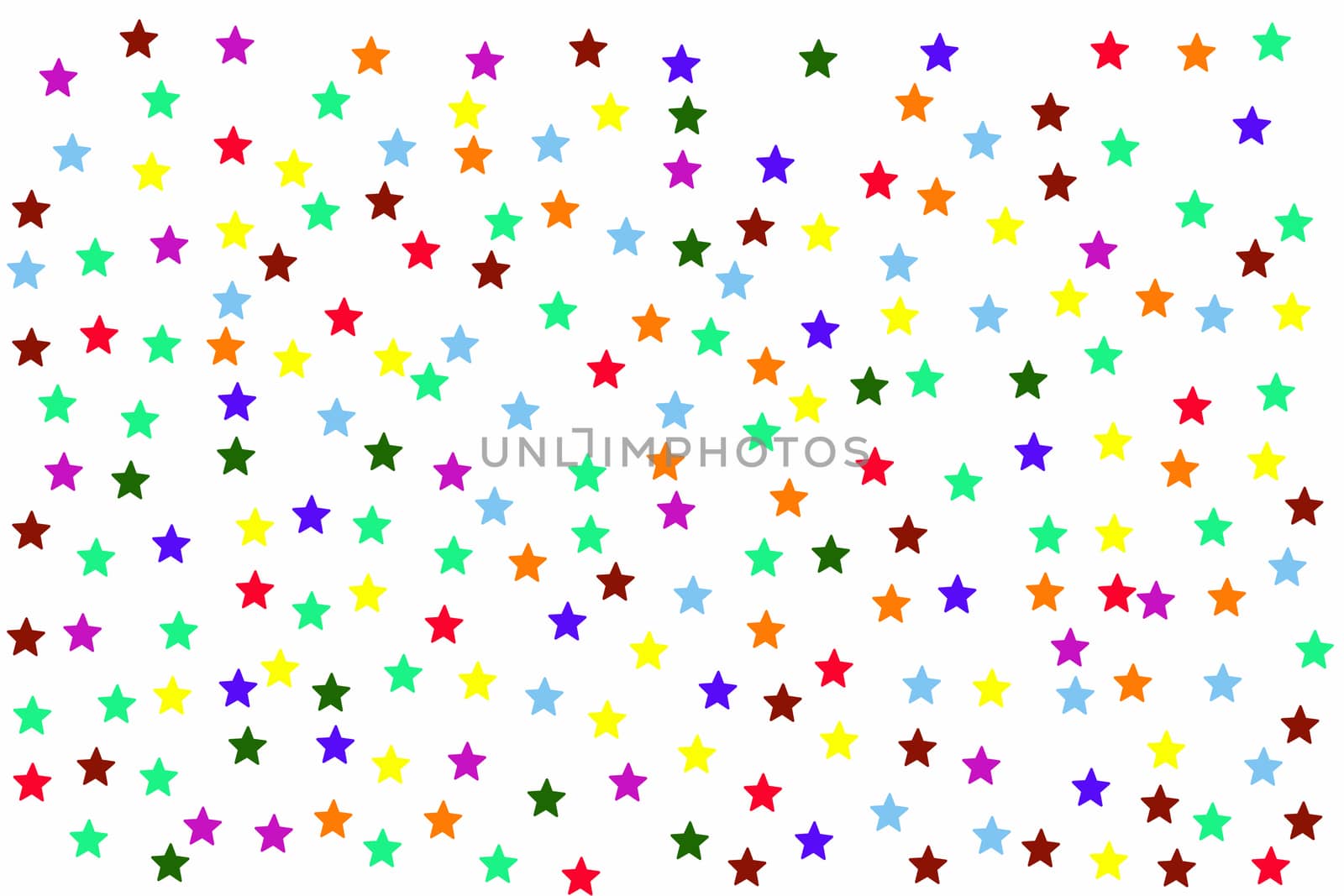 background with colorful stars on white.
