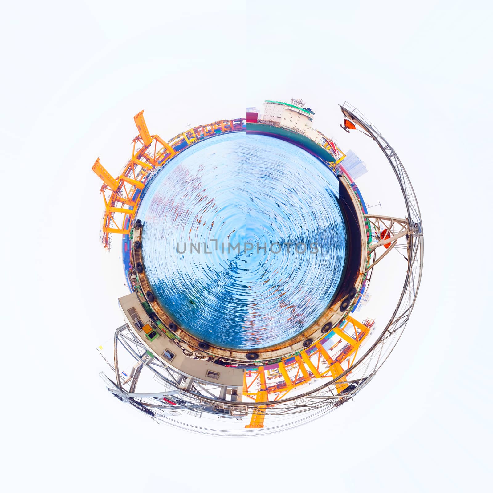 Miniature planet of  lifting floating crane vessel during operation.