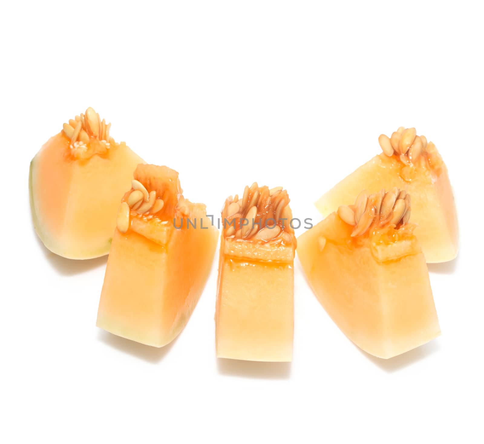 cut a melon cantaloupe isolate