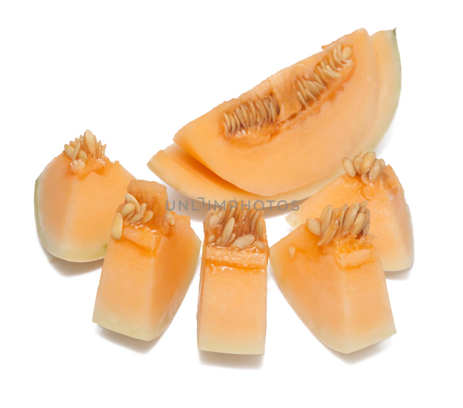 cut a melon cantaloupe isolate