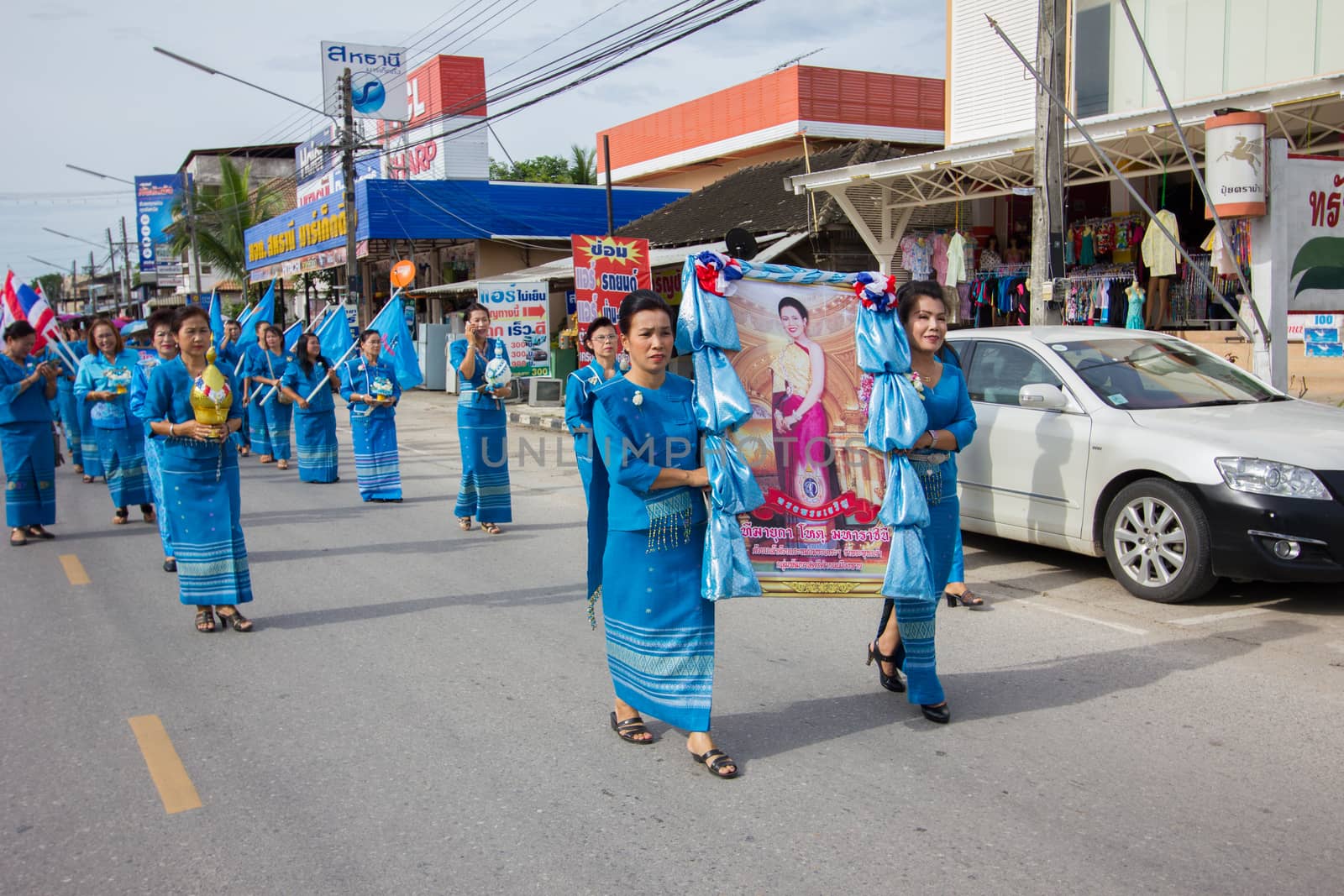 CHIANGRAI, THAILAND - AUG 12: unidentified people celebrating Thai Mother Day on August 12, 2014 in Chiangrai, Thailand. Today is a celebration of the Queen's birthday as well as to honor every mothers.