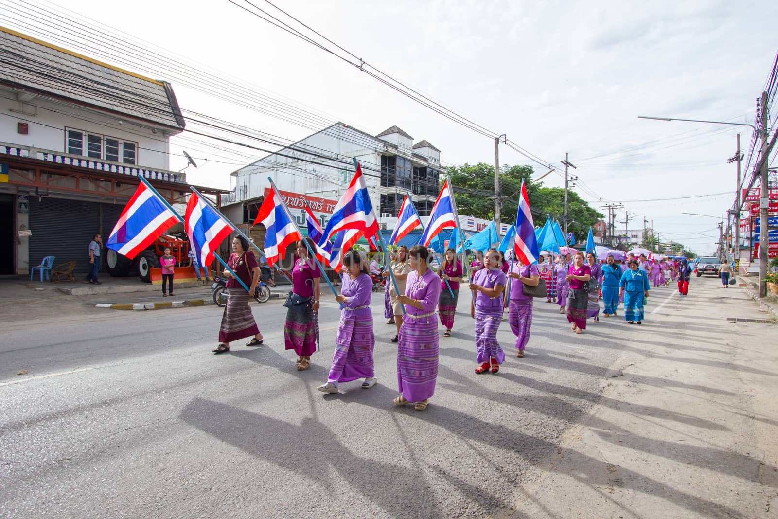 CHIANGRAI, THAILAND - AUG 12: unidentified people celebrating Thai Mother Day on August 12, 2014 in Chiangrai, Thailand. Today is a celebration of the Queen's birthday as well as to honor every mothers.