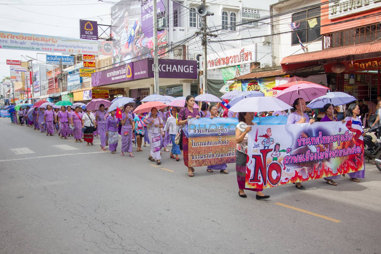 CHIANGRAI, THAILAND - AUG 12: unidentified people celebrating Thai Mother Day on August 12, 2014 in Chiangrai, Thailand. Today is a celebration of the Queen's birthday as well as to honor every mothers.