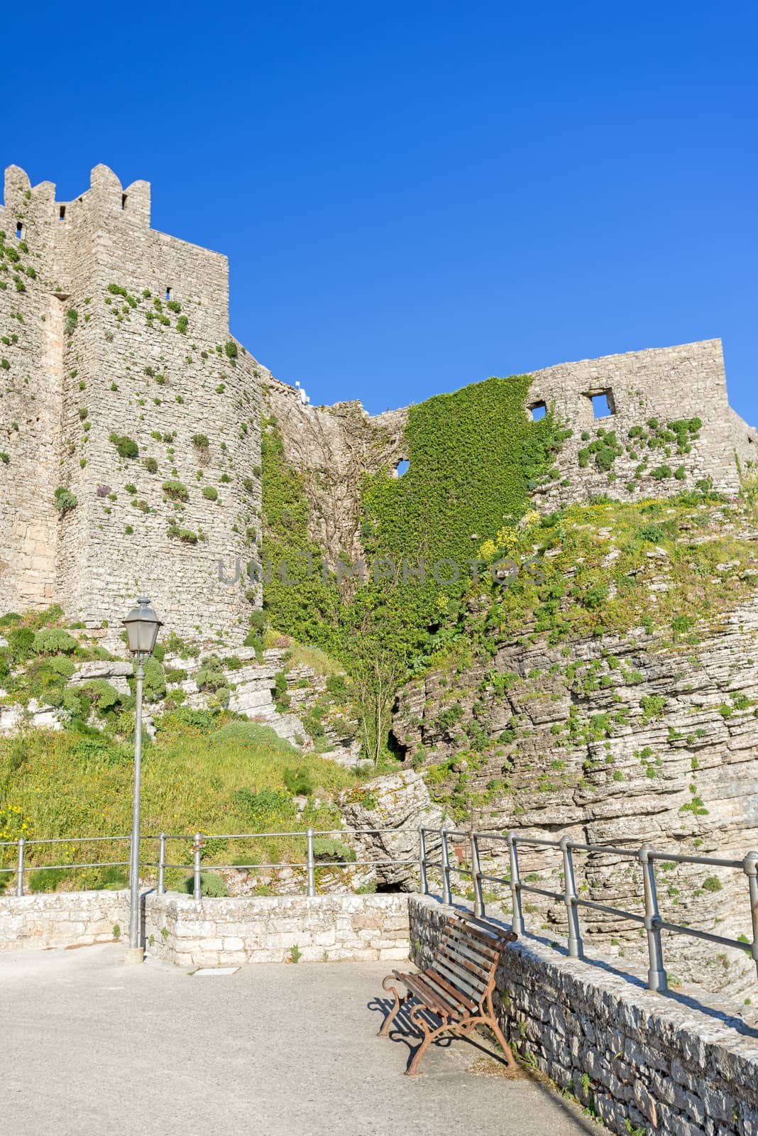 panoramic view of ancient fortresses of Erice town Sicily by Nanisimova