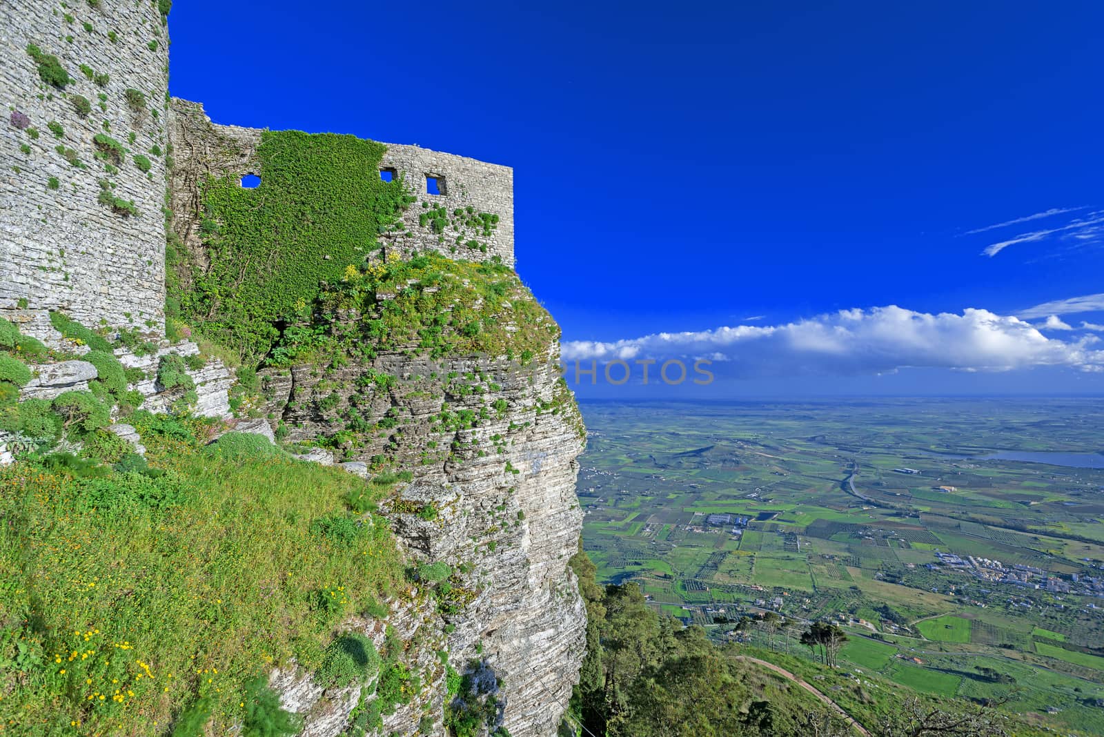 panoramic view of ancient fortresses of Erice town by Nanisimova