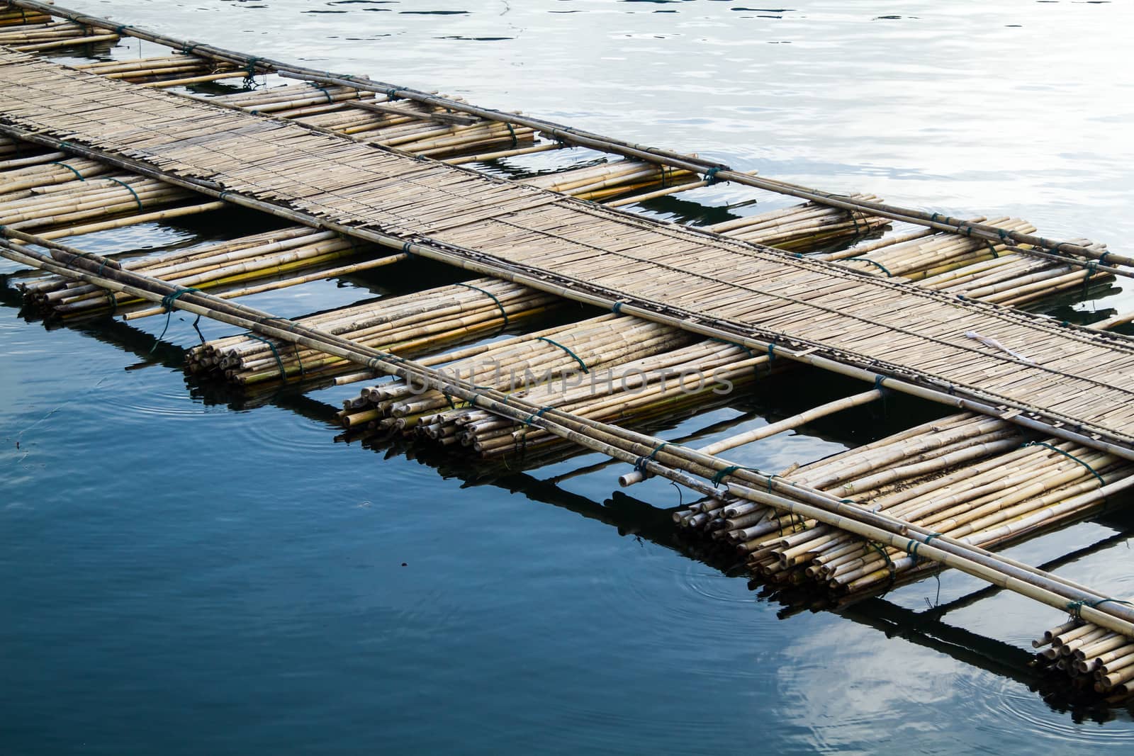 The old bamboo bridge across the river