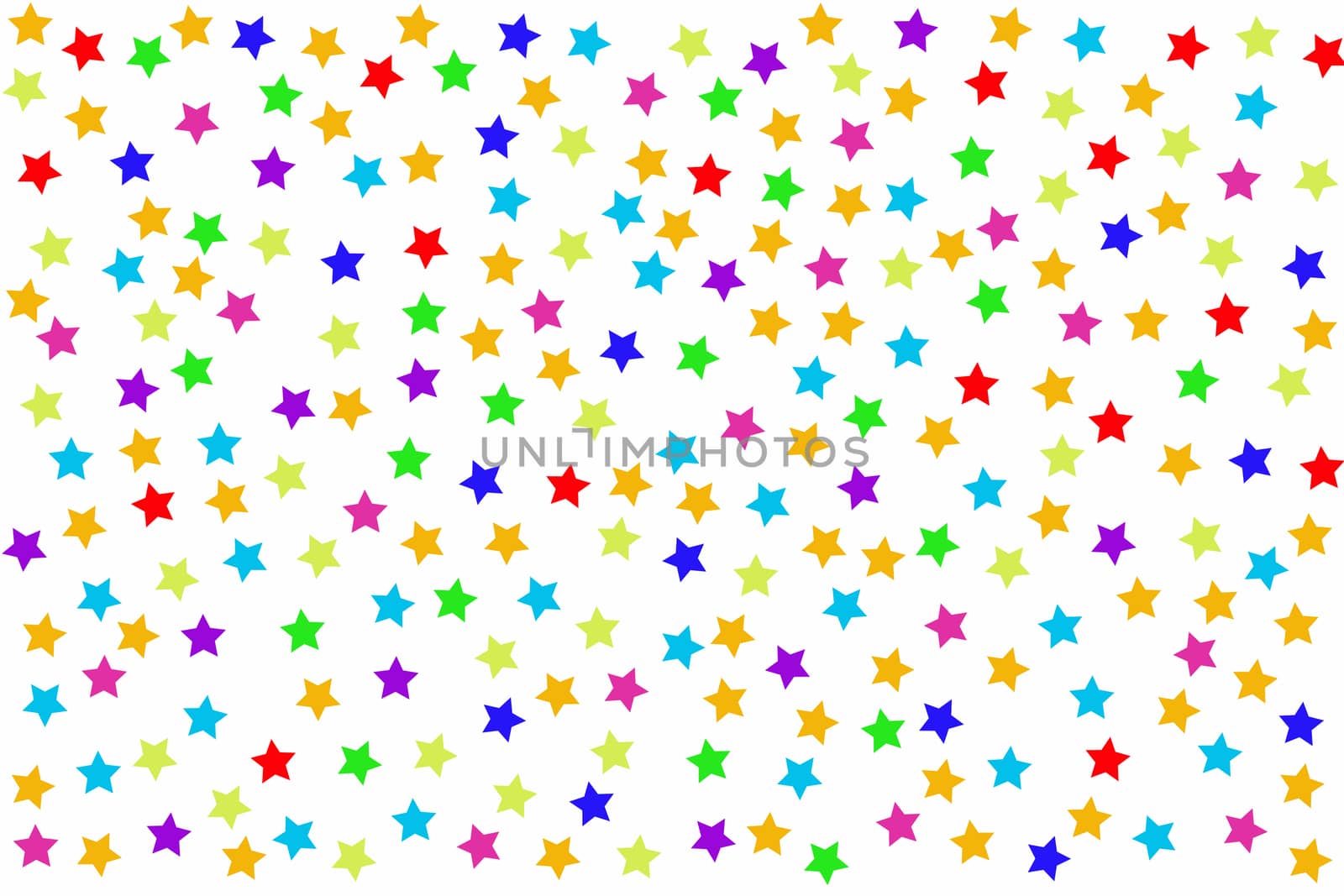 background with colorful stars on white.