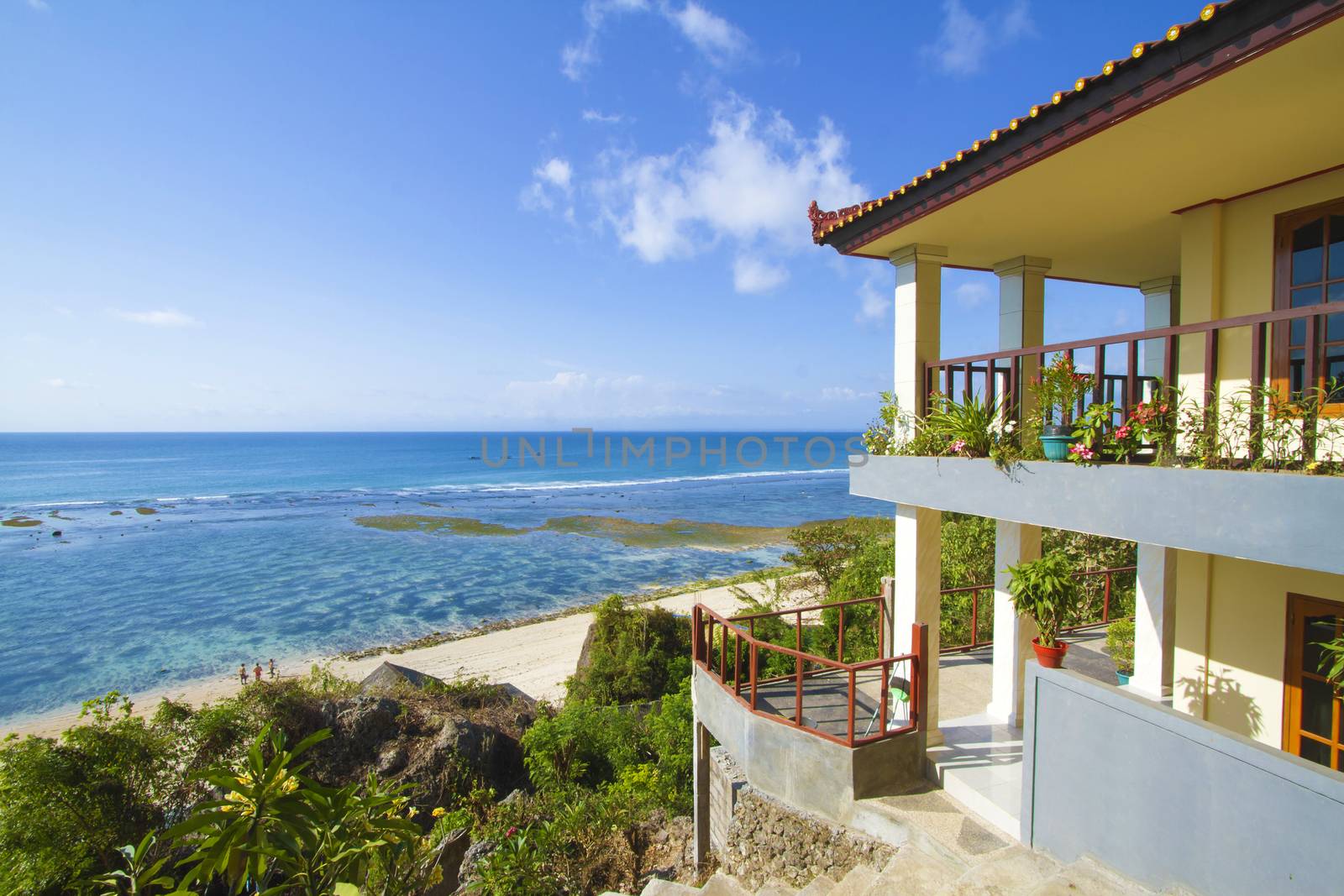 House at tropical beach.