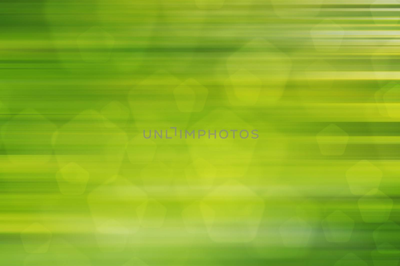 abstract green nature background, pentagon bokeh, fast motion