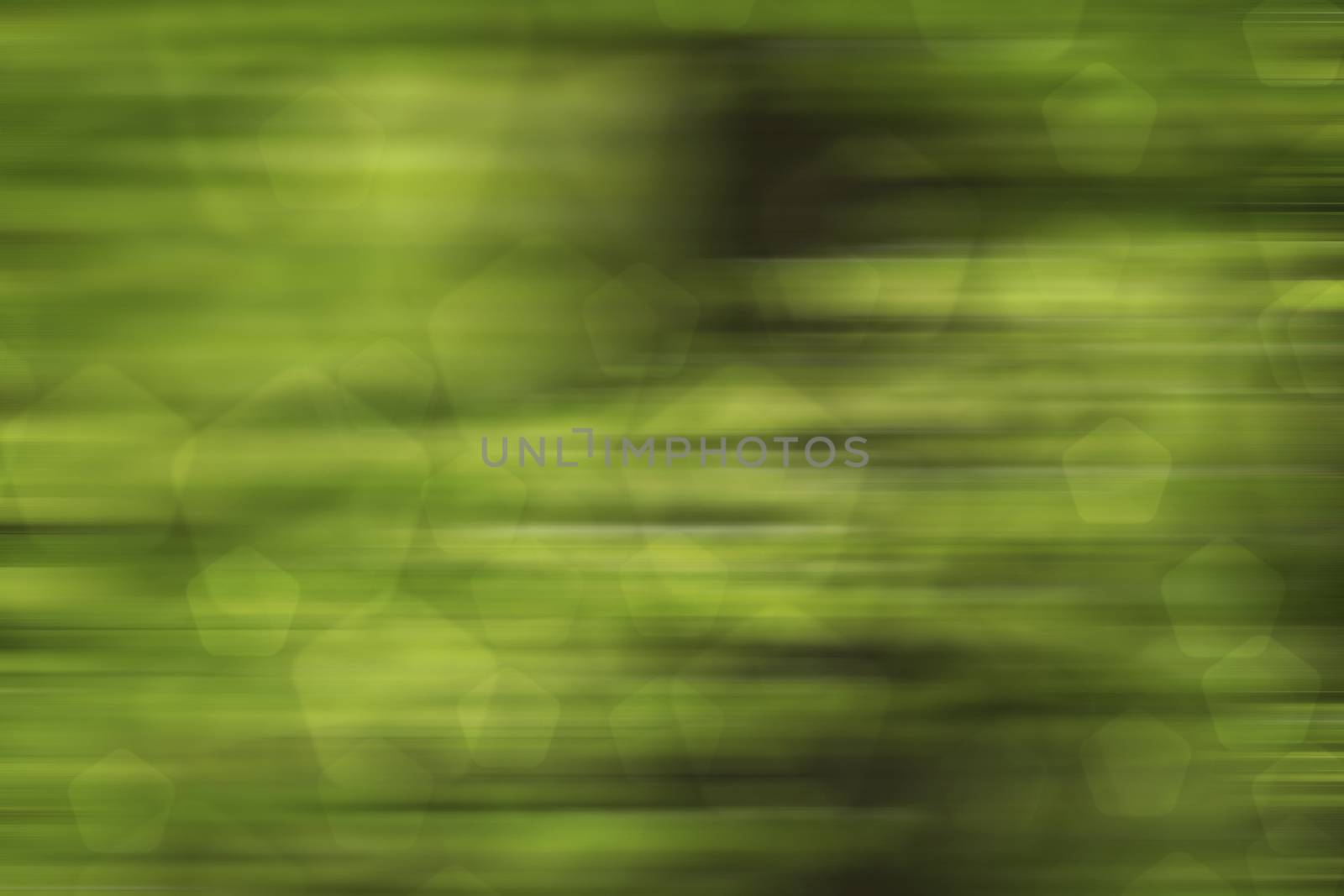 abstract green nature background, pentagon bokeh, fast motion