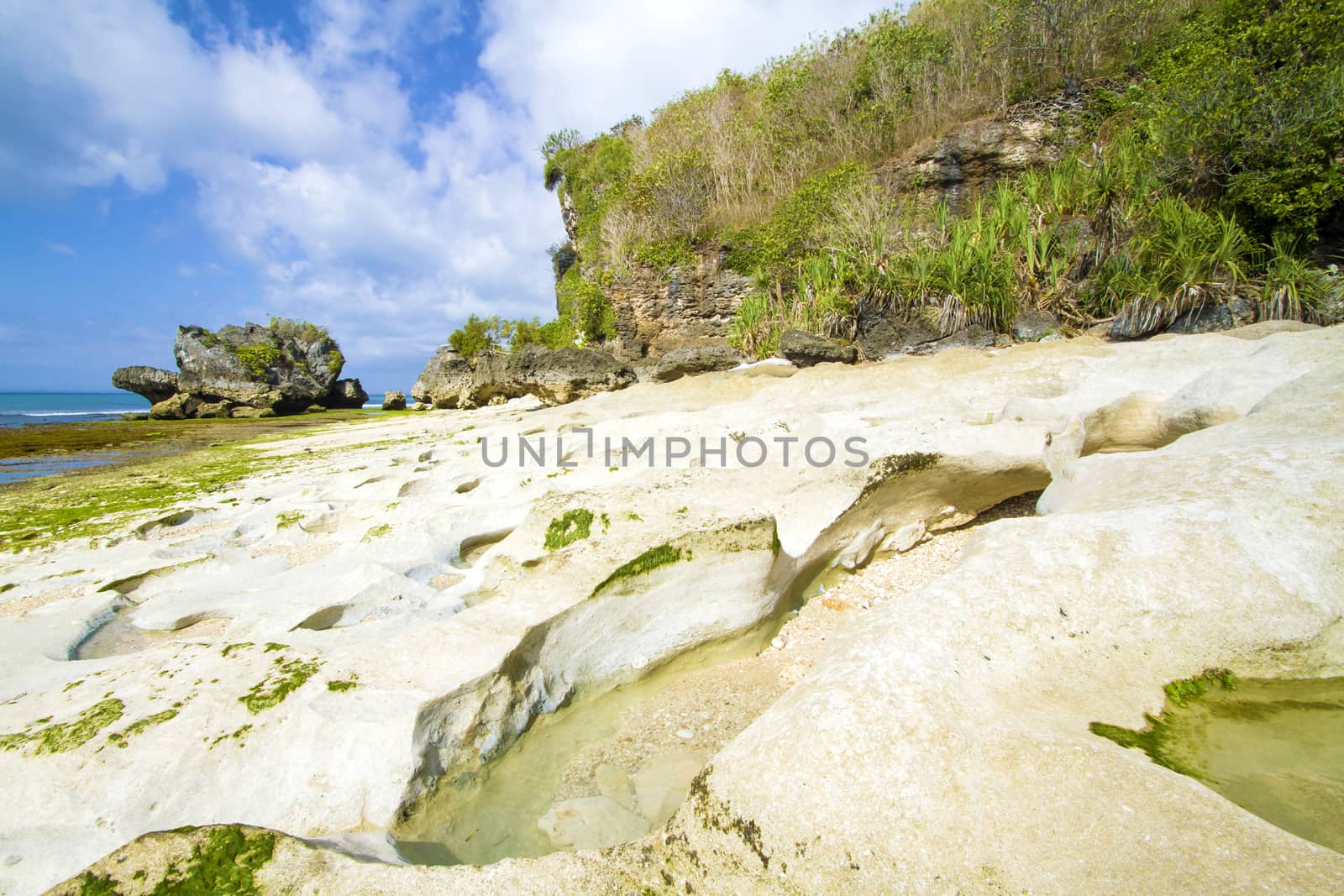 Deserted beach at Bali island.Indonesia.